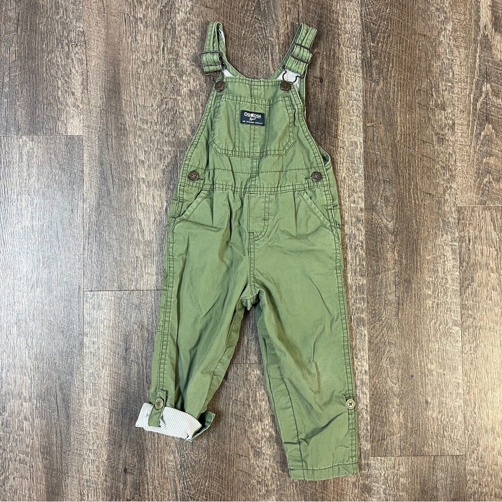 OshKosh B'gosh Olive Kids Overalls w/ Leg Cuffs